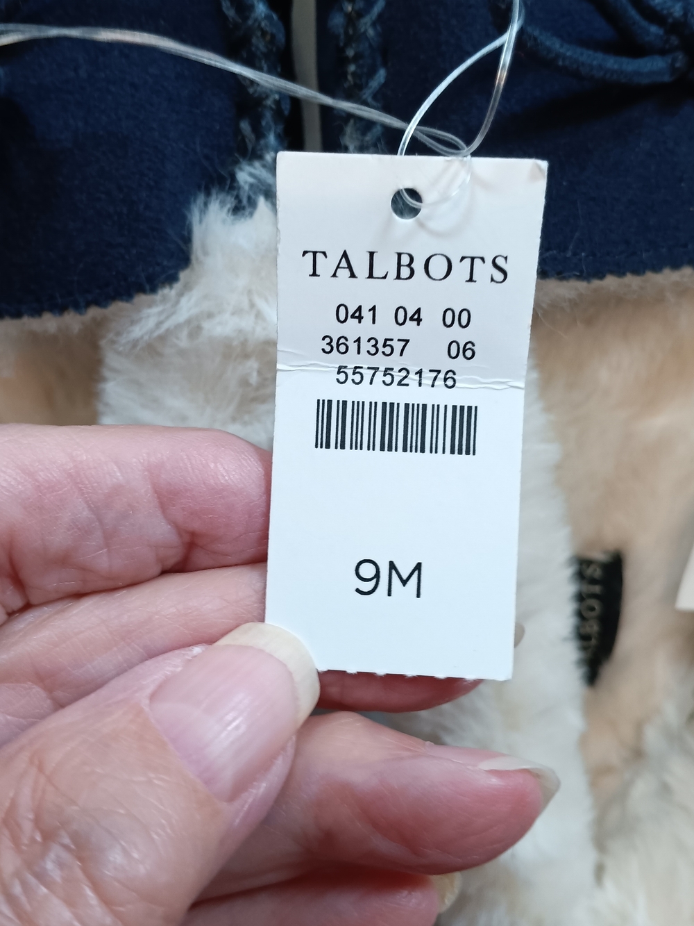 Talbots Navy Leather And Faux-Fur Lined Moccasin Slippers. - Picture 2 of 9